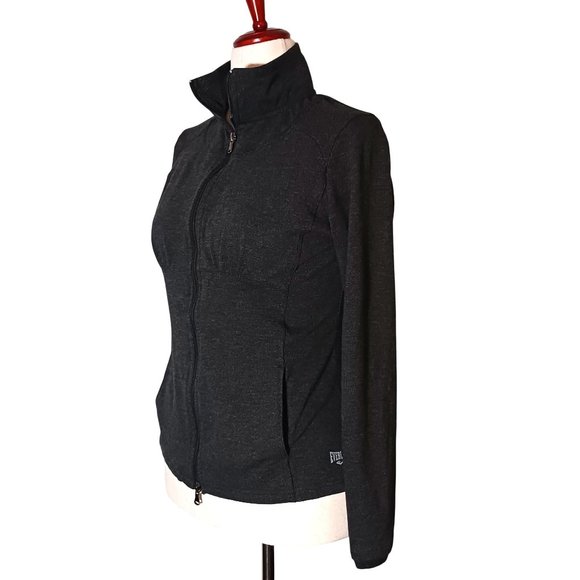 Everlast Athletic Womens Full-Zip Mock Neck Jacket in Charcoal Gray, Size L - Picture 5 of 13